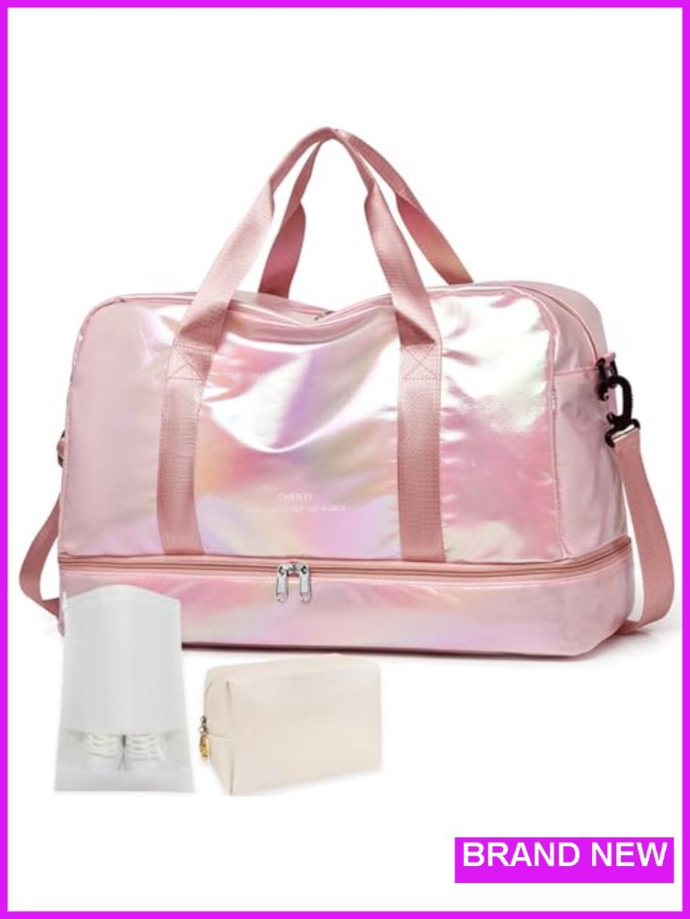 Gym Bag for Women Sports Travel Duffel with Shoe Compartment Wet Pocket